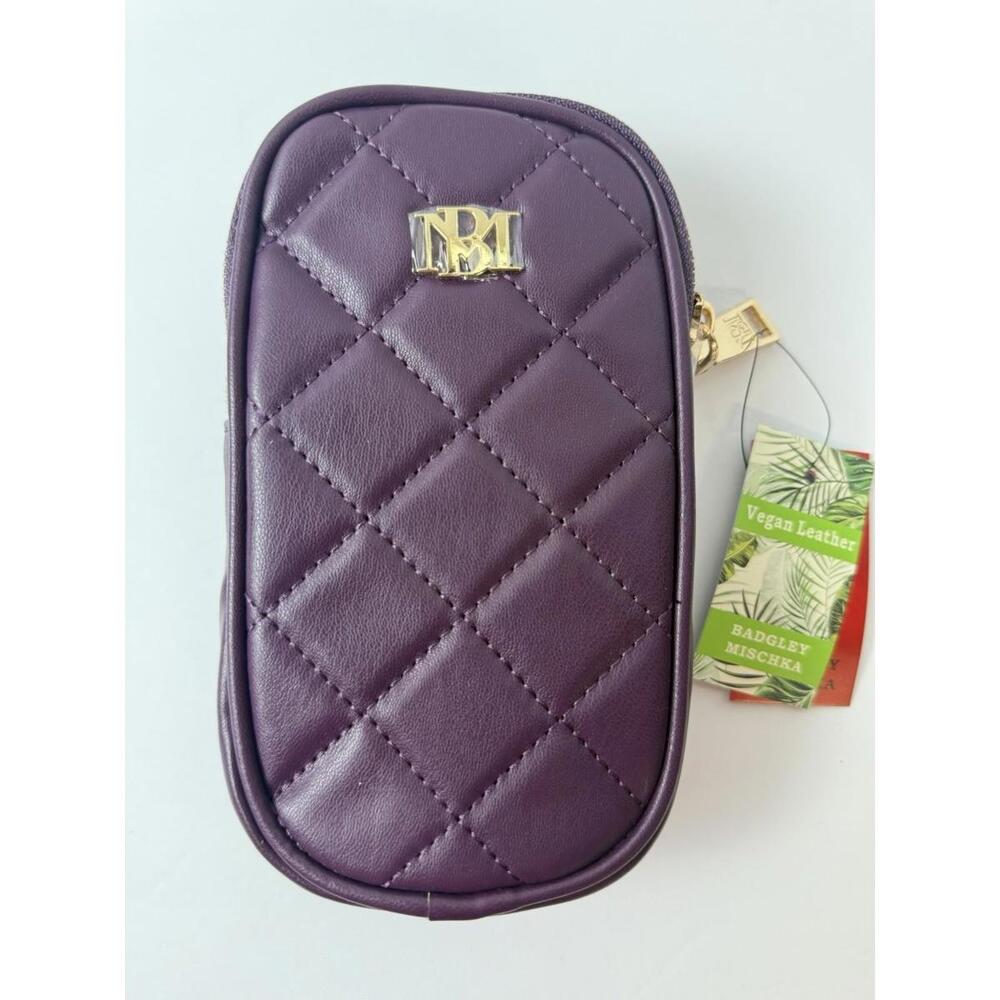 Badgley Mischka Womens Vegan Leather Phone Holder  Crossbody‎ Bag Purple New $59